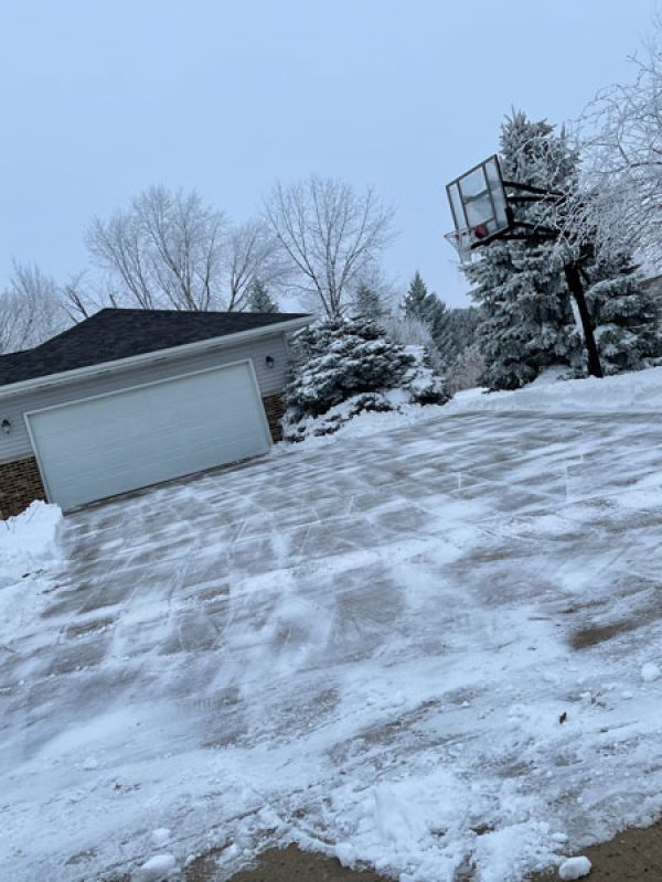Snow plowed driveway